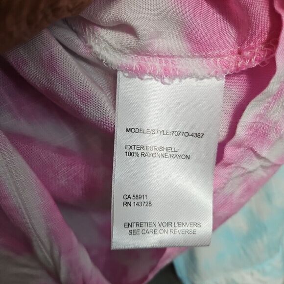 Tribal Jeans Women's P/S Long Sleeve Button Down Shirt tie dye blue pink blouse - Picture 7 of 11